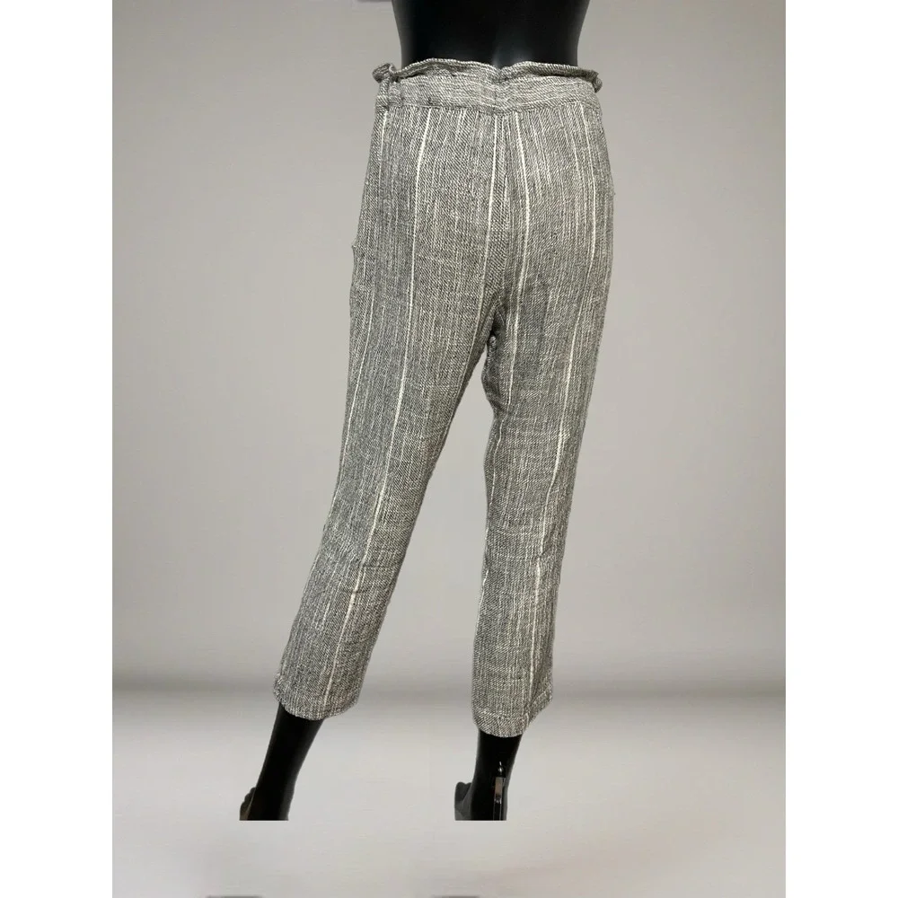 Free People Cotton Blend‎ Light Weight Gray Striped Cropped Pants Size 0